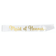 White Sash with Gold Writing - Maid Of Honour